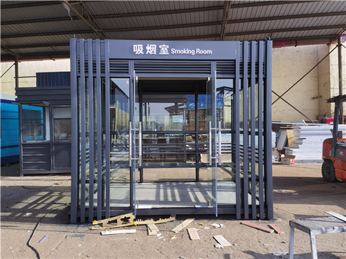 北京内蒙古工厂吸烟亭玻璃吸烟室完工